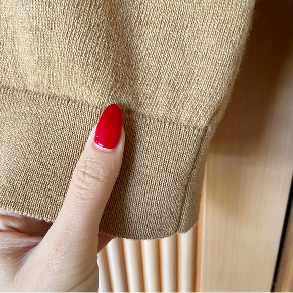 Zara wool cashmere blend crew neck sweater camel tan - Picture 7 of 9